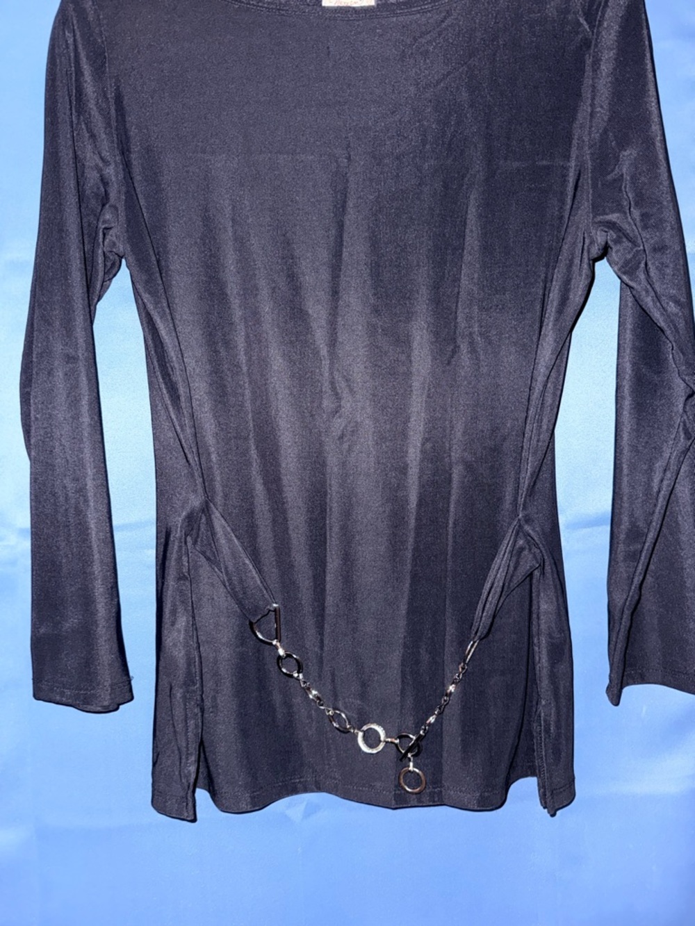 Nexx Navy Long-Sleeve Top with Silver Chain Accent